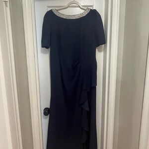 Alex Evenings Navy Dress with Silver Accents